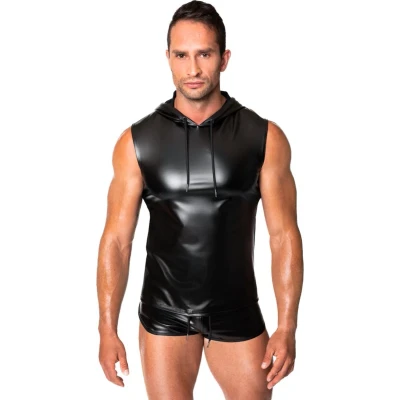 Afbeelding van Noir Handmade Wetlook Snake Sleeves Top S Zwart