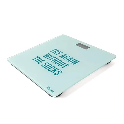 Afbeelding van Fisura Digitale personenweegschaal &quot;try again&quot;, glazen personenweegschaal, elektronische tot 180 kg en 50 g precisie, step on technologie. 30 x cm