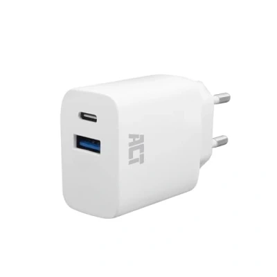 Image de ACT Adaptateur secteur 20 Watt 3 A QC 3.0, AFC, Power Delivery 3.0 + PPS, GaNFast (USB type A, 24 pin USB C) blanc