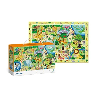 Afbeelding van DODO Toys Puzzel Dieren 5+ 80 stukjes 31x41 cm Speelgoed voor Kinderen Zoekboek Kinderpuzzel 5 jaar