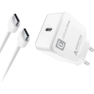 Afbeelding van Cellularline Reislader kit, 15W usb c to Samsung, wit