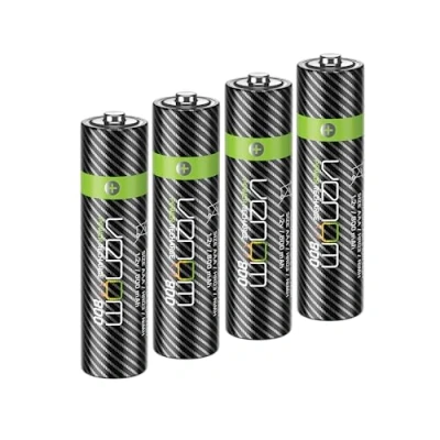 Afbeelding van Venom 4 x AAA NiMH 800 mAh 1,2 V oplaadbare batterijen zwart