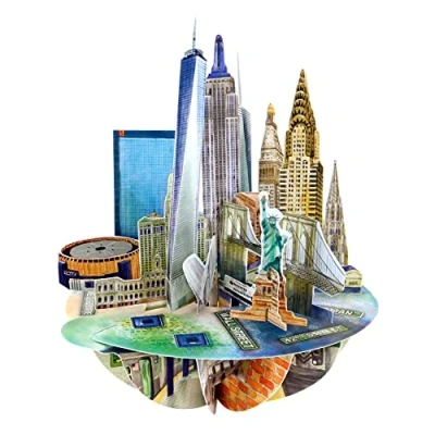 Afbeelding van SANTORO Pirouette 3D pop up wenskaart New York City voor hem, haar, verjaardag, bedankt, bestemming (bruin, zilver)