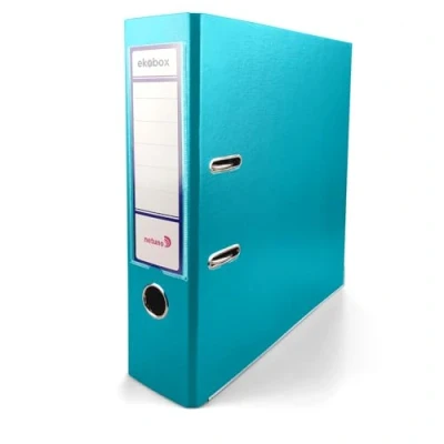 Afbeelding van Netuno Ordner 2 ringen turquoise 8 cm DIN A4 kartonnen map bureau plank kantoor enz