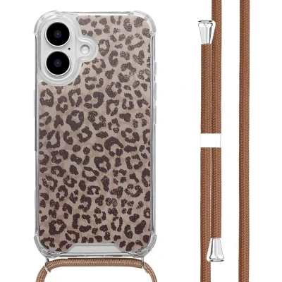 Afbeelding van imoshion Hoesje Geschikt voor iPhone 16 Design met Koord Leopard Mood