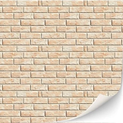 Afbeelding van 3 vellen zelfklevende wandbekleding voor poppenhuis schaal 1:12 (crèmekleurige bakstenen 1)