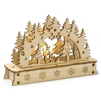 Afbeelding van Houten kerstfiguur Kerstman in bos Konstsmide (LED, Batterijen, 15 x 4.8 10 cm)