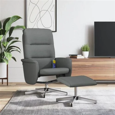 Afbeelding van VidaXL, Massagestoelen, Massagestoel met voetenbank donkergrijze stof,kleur