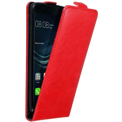 Afbeelding van Cadorabo Hoesje geschikt voor Huawei P9 in APPEL ROOD Beschermhoes flip design Case Cover met magnetische sluiting
