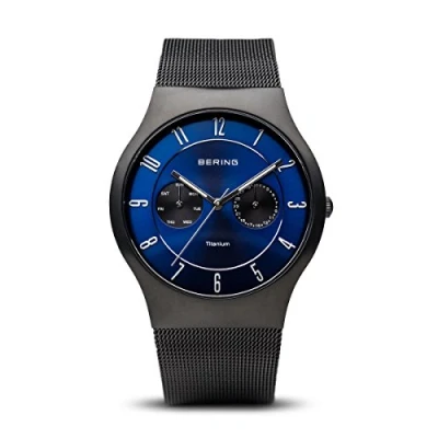 Afbeelding van BERING Heren Analoog Quarz Titanium Collection Polshorloge met Roestvrij staal Armband en Saffier glas 11939 078