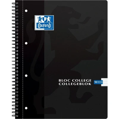 Afbeelding van Collegeblok Oxford A4+ 4 gaats ruit 5mm 90vel zwart