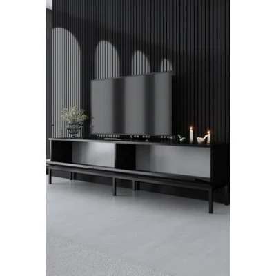 Afbeelding van TV Meubel Lord Zwart Melamine 180x47x30 cm