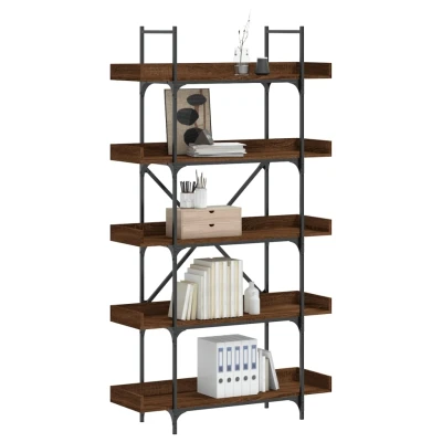 Afbeelding van Boekenkast 5 laags 100x33x180,5 cm bewerkt hout bruineikenkleur