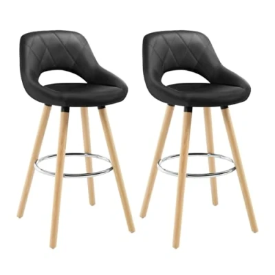 Afbeelding van WOLTU BH111sz 2 Barkrukken set van met Rugleuning,Barstoelen modern in Kunstleer,Zwart