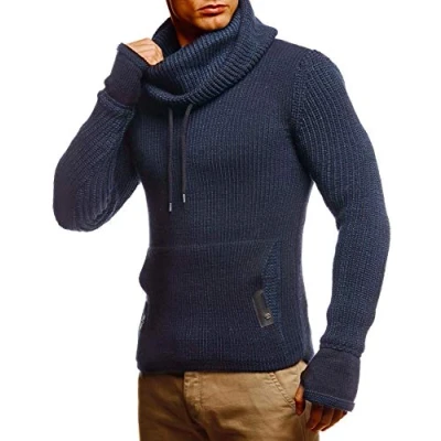 Afbeelding van Leif Nelson Gebreide herentrui LN5060, Blauw