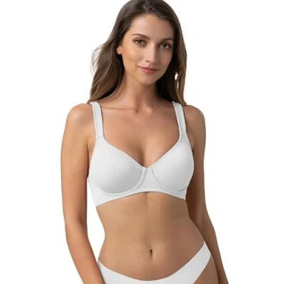 Image de Dorina Lindsay Soutien Gorge avec Armatures pour Femme, Non Rembourré, Couverture Totale, Microfibre Douce Bretelles Réglables Un Confort Toute la Journée, Blanc