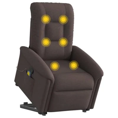 Afbeelding van VidaXL, Massagestoelen, Massagestoel met sta op hulp donkerbruine stof