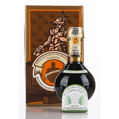 Afbeelding van Acetaia Gamma ZOCCOLI Traditionele Balsamische wijn, gecertificeerd model, D.O.P. meer dan 25 jaar oud. Verpakt in de officiële doos van fabrikant Antiche Acekussen