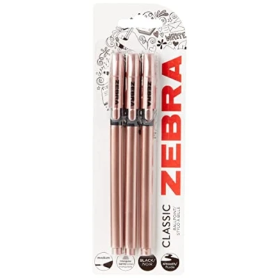 Afbeelding van Zebra Classic Rose Gold balpen, zwarte inkt, 3 stuks (1 stuk)