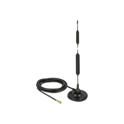 Image de Delock Antenne GSM SMA mâle 5dBi omnidirectionnelle avec base magnétique et câble d&#039;alimentation (RG 58 Extérieur noir (12418)