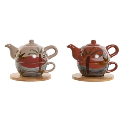 Afbeelding van Theepot Home ESPRIT Wit Beige Terra cotta Licht Roze Dolomite 750 ml (2 Stuks)