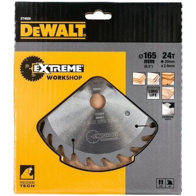 Afbeelding van DeWALT Cirkelzaagblad voor Hout Extreme Ø 165mm Asgat 20mm 24T DT4026 QZ