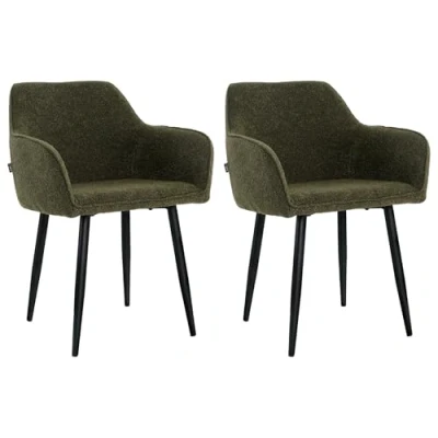 Afbeelding van Lina® Diamond Eetkamerstoel Groen Set van 2 Boucle