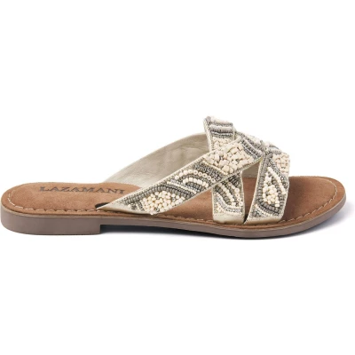Afbeelding van Lazamani Muiltjes, Dames, Maat: 37, Beige Leer