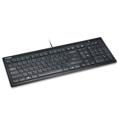 Afbeelding van Kensington Toetsenbord K72357EN Wired SlimType QWERTZ (NL, Bedraad), Toetsenbord, Zwart