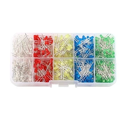Afbeelding van Akozon 3 mm kleurdiode, set met 500 led elektroluminescerende diodes, mm, 5 assortiment elektronische componenten, rond en kleuren
