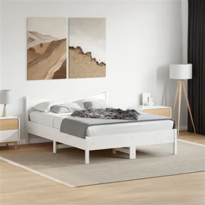 Image de vidaXL Cadre de lit sans matelas blanc 135x190 cm bois pin massif