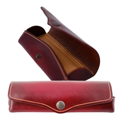 Afbeelding van *brillenkoker MIKA rood zadelleer 15x6x3cm