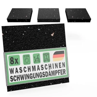 Afbeelding van Set van 8 anti trillingsmatten voor wasmachine en droger, 90 x 3 mm, gerecycled rubbergranulaat, Made in Germany