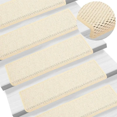 Afbeelding van Trapmatten zelfklevend 15 st sisal look 65x21x4 cm crèmekleurig