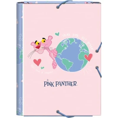 Afbeelding van Dohe Schoolmap met flappen en elastieken Folioformaat 26,5 x 35 cm, capaciteit 100 vellen, hardcover van karton, aktetas terug naar school, schoolmateriaal Pink Panther
