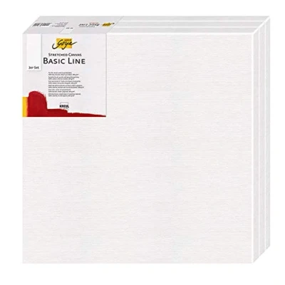 Afbeelding van KREUL 633030 Solo Goya Stretched Canvas Basic Line spieraam, 3 stuks, met katoenen canvas, 4 keer gegrond, voor olie, acryl en gouache, 614060, wit, 30 x cm