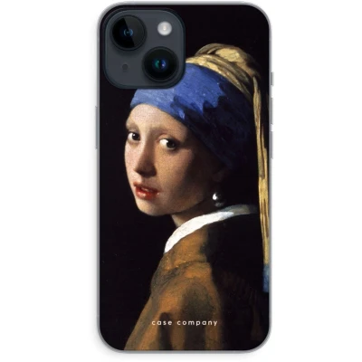 Afbeelding van Case Company® hoesje geschikt voor iPhone 14 The Pearl Earring Soft Cover Telefoonhoesje Bescherming aan alle Kanten en Schermrand