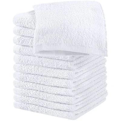 Afbeelding van Utopia Towels, set van 12 ringgesponnen katoenen washandjes, 100% katoen, hoogwaardig, zeer absorberend en zacht (wit)