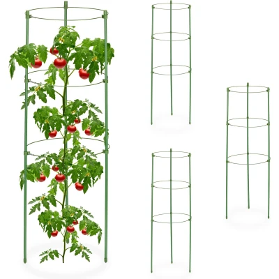 Afbeelding van Relaxdays plantensteun rond set van 4 steunring planten metalen steun klimplanten