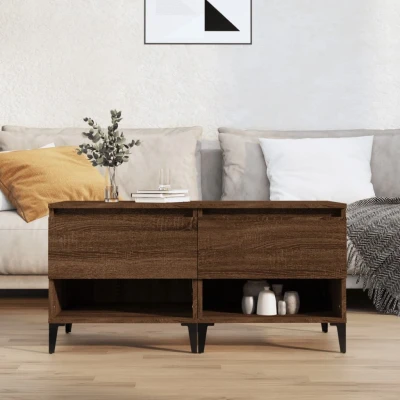 Afbeelding van Bijzettafels 2 st 50x46x50 cm bewerkt hout bruin eikenkleur