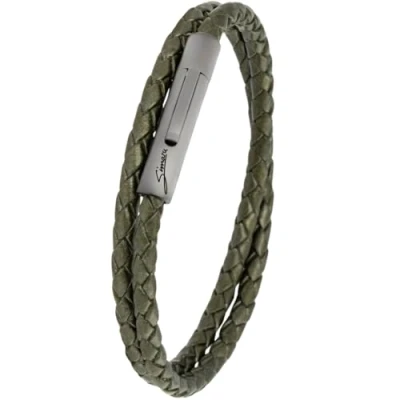 Afbeelding van Simaru Hoogwaardige leren armband gemaakt in Duitsland voor dames en heren, uniseks van echt gevlochten Leer met haaksluiting roestvrij staal, huidvriendelijk,