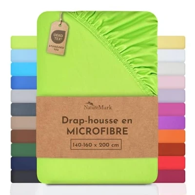 Afbeelding van NatureMark Hoeslaken van microvezel, speciale prijs. Merkproduct in verschillende maten en kleuren, 100% polyester, appelgroen 140 x 200 160 cm