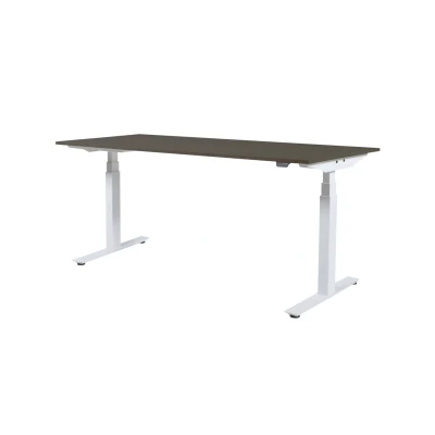Afbeelding van Lectro Plus bureau, zit sta (64 130cm) hoogte verstelbaar dmv elektromotoren met 180x80cm robson eiken 25mm blad en wit (RAL9010) frame