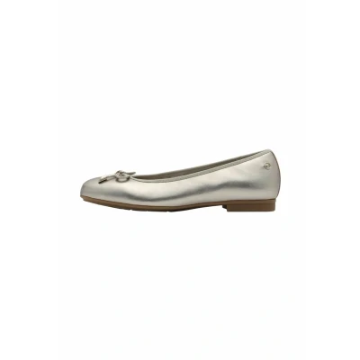 Afbeelding van TAMARIS Comfort Leren ballerina&#039;s voor dames met strik, lichtgoud, maat 39 EU, Licht Goud