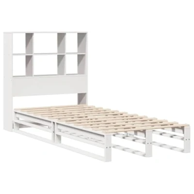 Afbeelding van vidaXL Bed met boekenkast zonder matras massief hout wit 90x190 cm