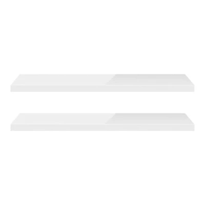 Afbeelding van eSituro Wandrek, set van 2, wandplanken, wit, glanzend, hangplank, zwevende plank, wandplank voor woonkamer, keuken, badkamer, 110 x 22,9 3,8 cm