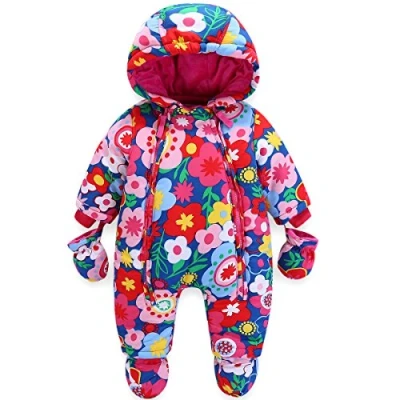 Afbeelding van Baby winteroverall met capuchon rompers handschoenen en voetjes meisjes jongens warme kledingset, E, 3 6 maanden