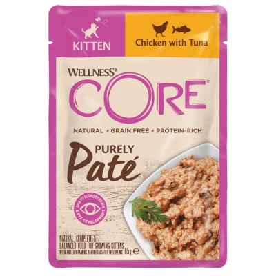 Afbeelding van Wellness Core Purely Pate Kitten Kattenvoer Kip Tonijn Eend 85 g