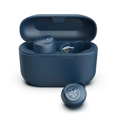 Afbeelding van JLab Go Air Pop+ echte draadloze oordopjes, bluetooth hoofdtelefoon met 35 uur speeltijd, in ear microfoon, oplaadbox, BT multipoint, app, blauw