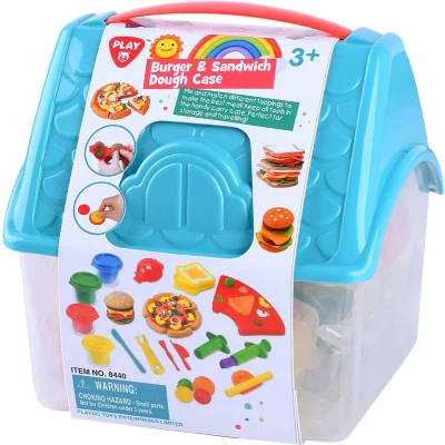 Afbeelding van Play Hamburger en Sandwich Kleiset in Opbergdoos, 4 Kleipotjes
